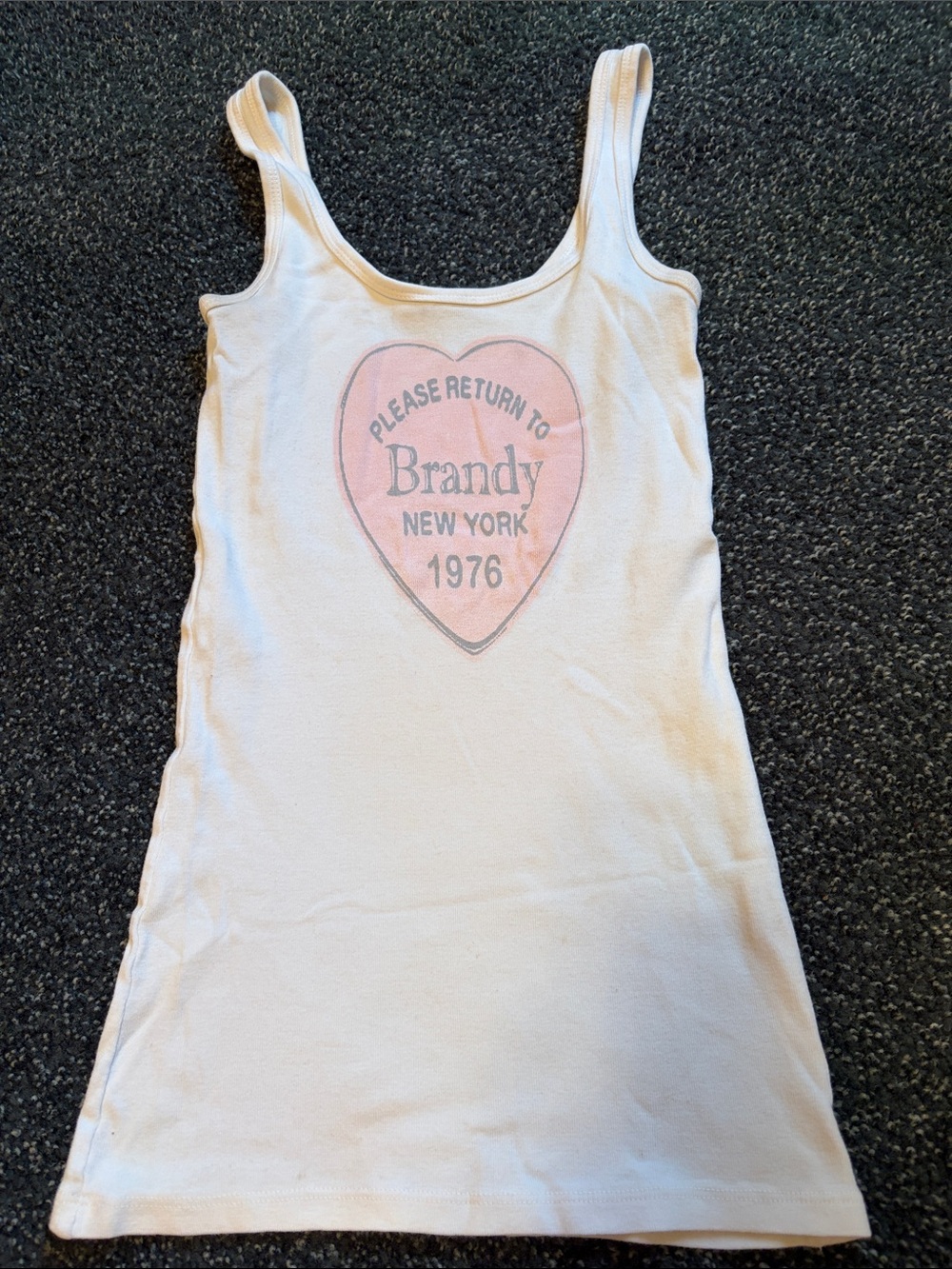 Brandy Melville white Tank top with Pink Heart Graphic